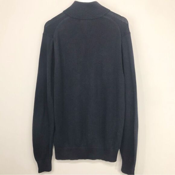 Banana Republic Factory Navy Blue 100% Cotton Quarter Button Pullover Sweater - Picture 10 of 16